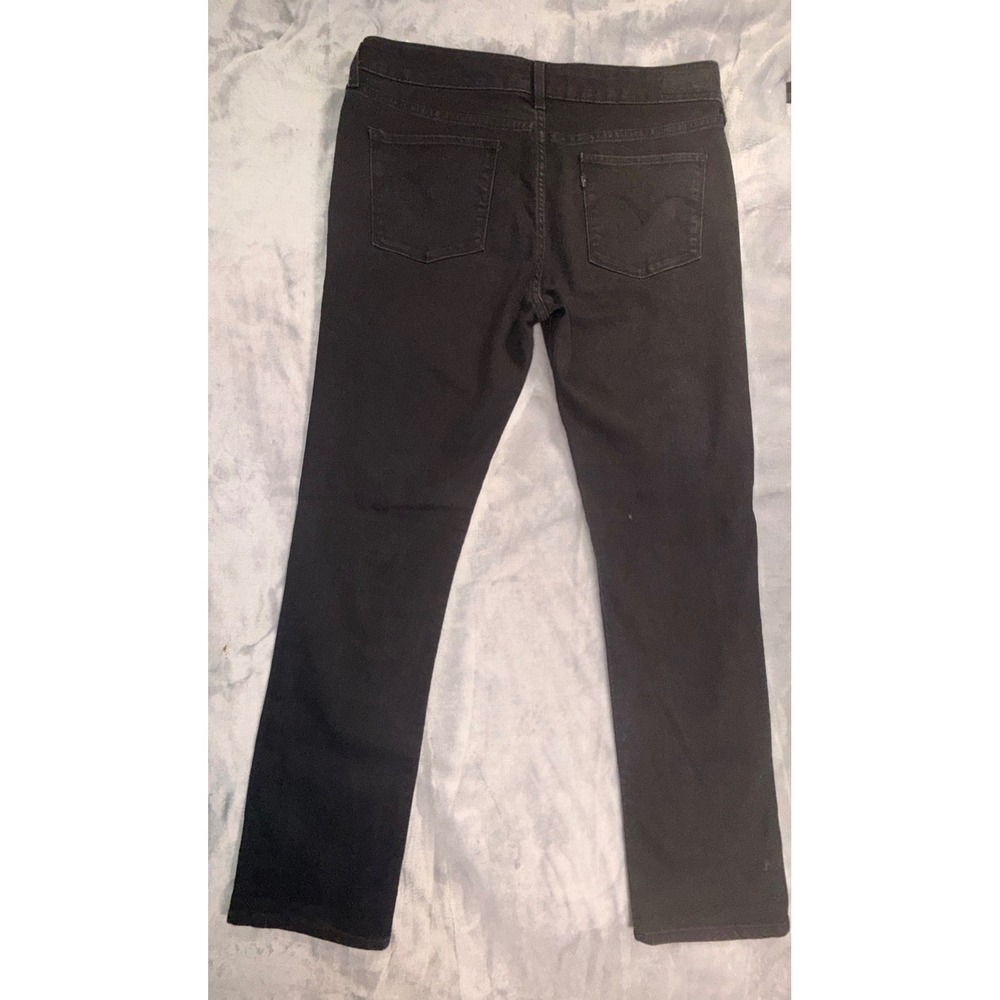 Levis Slight Curve Mid Rise Straight Leg Black Jeans Womens 14/32 - Picture 6 of 8